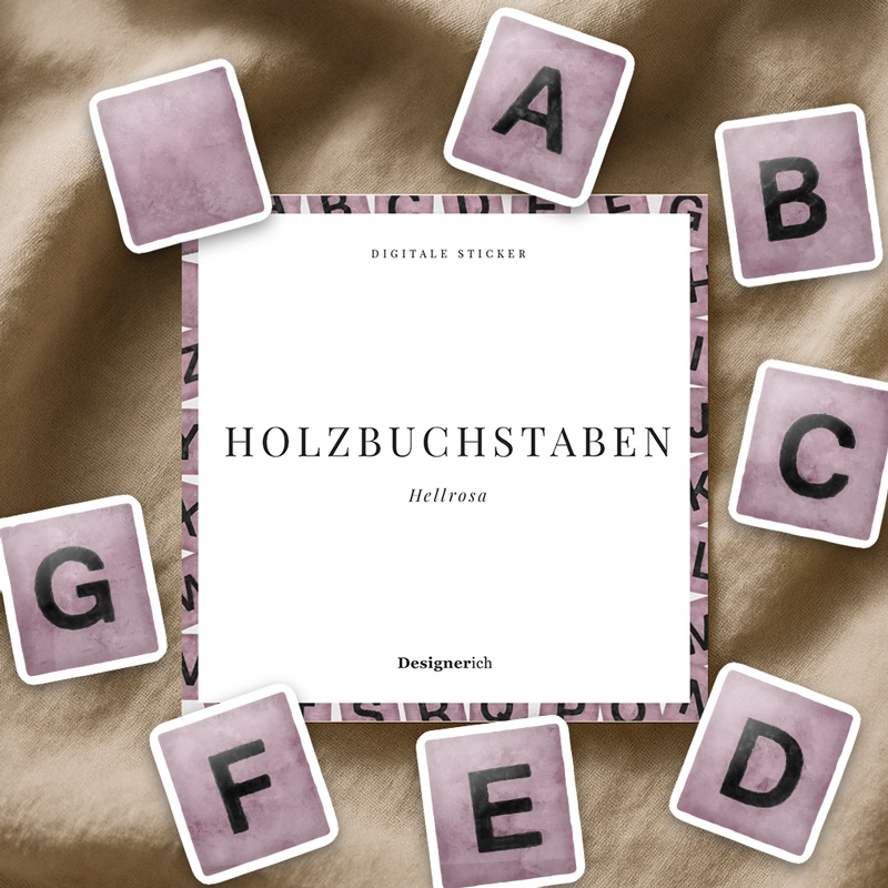 Holzbuchstaben – Sticker in Rosa – Digitaler Download