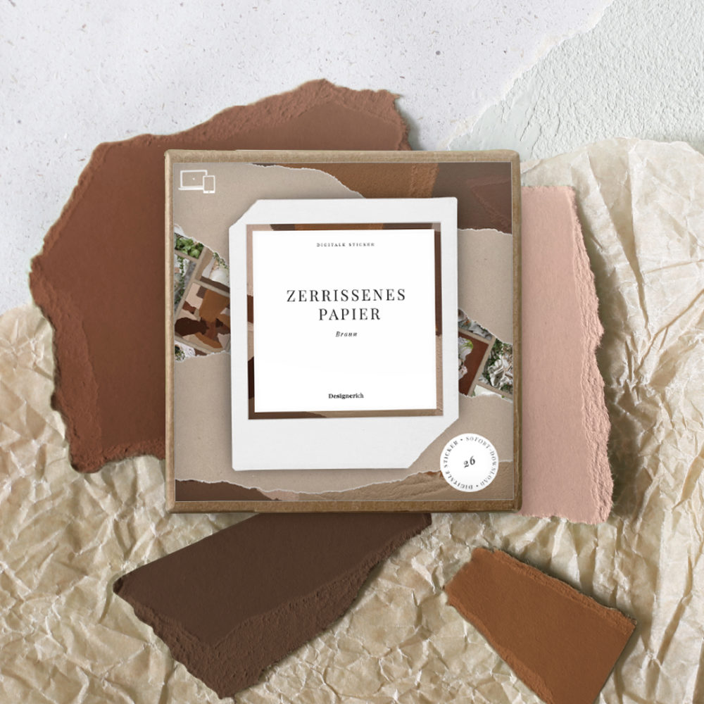 Zerrissenes Papier: Digitale Aufkleber in Braun