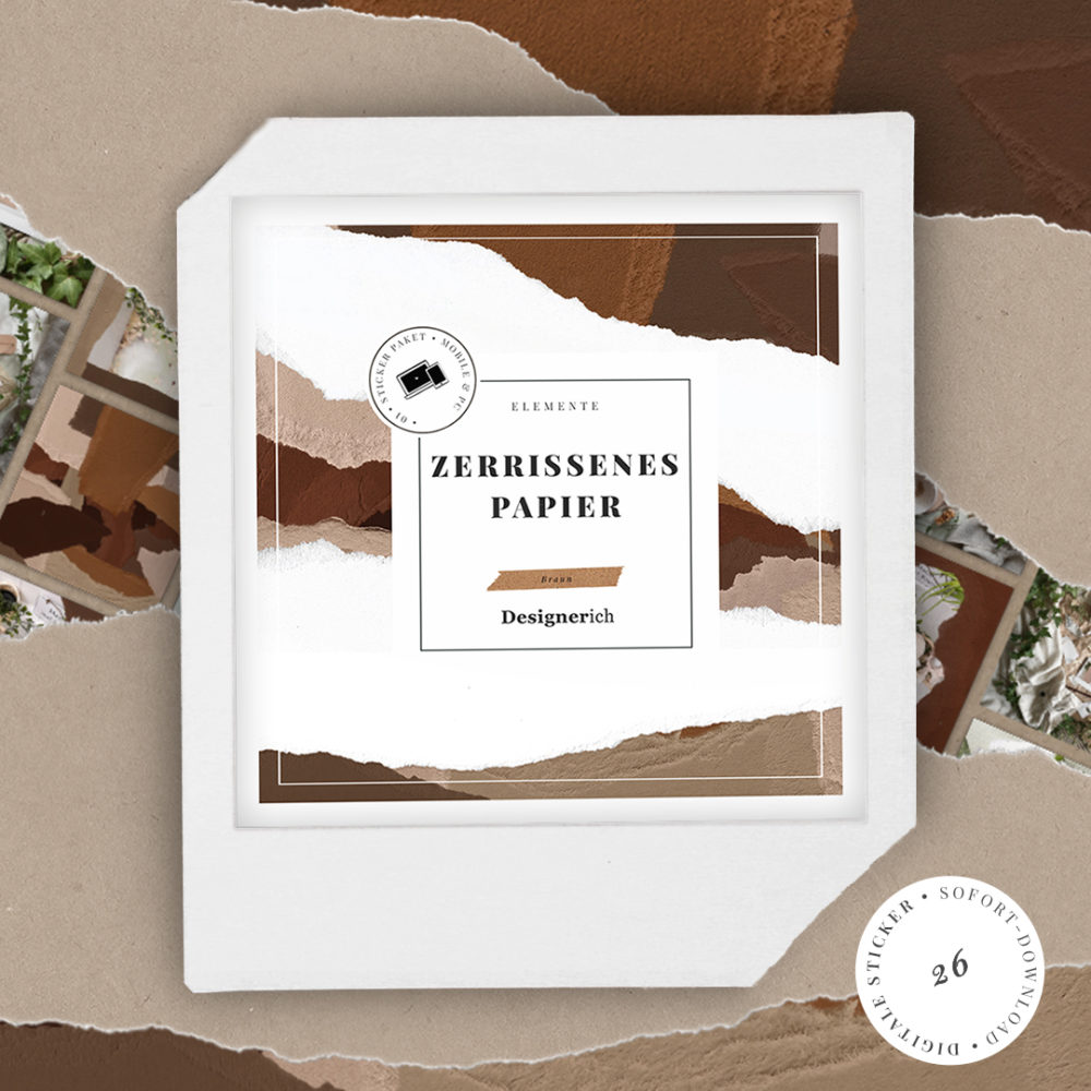 Alternative view of Zerrissenes Papier: Digitale Aufkleber in Braun