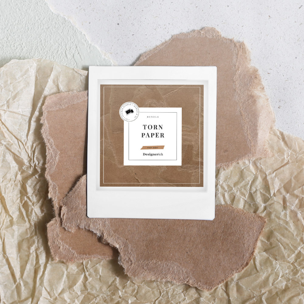 Zerrissenes Papier: Digitale Aufkleber in Natur