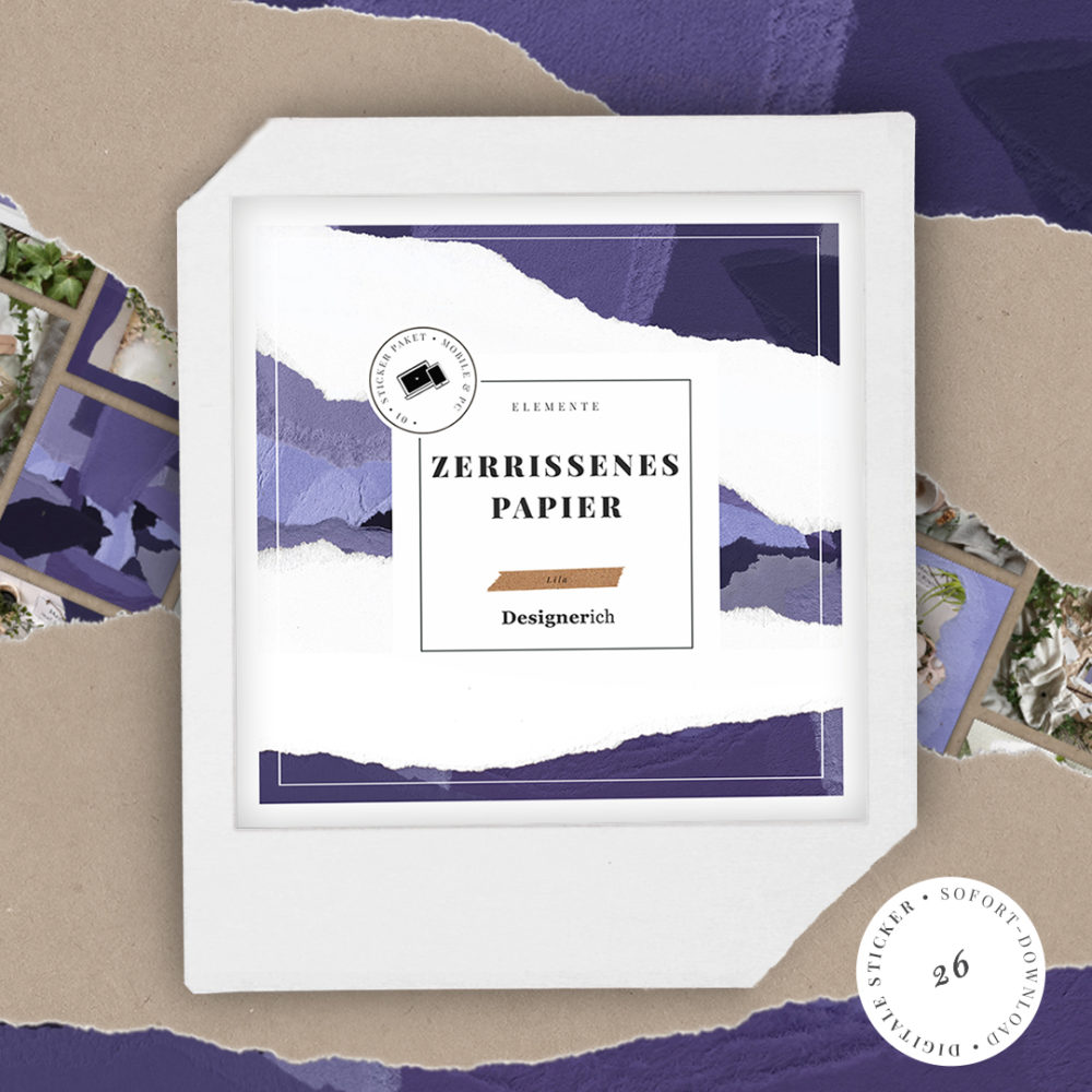 Alternative view of Zerrissenes Papier: Digitale Aufkleber in Lila