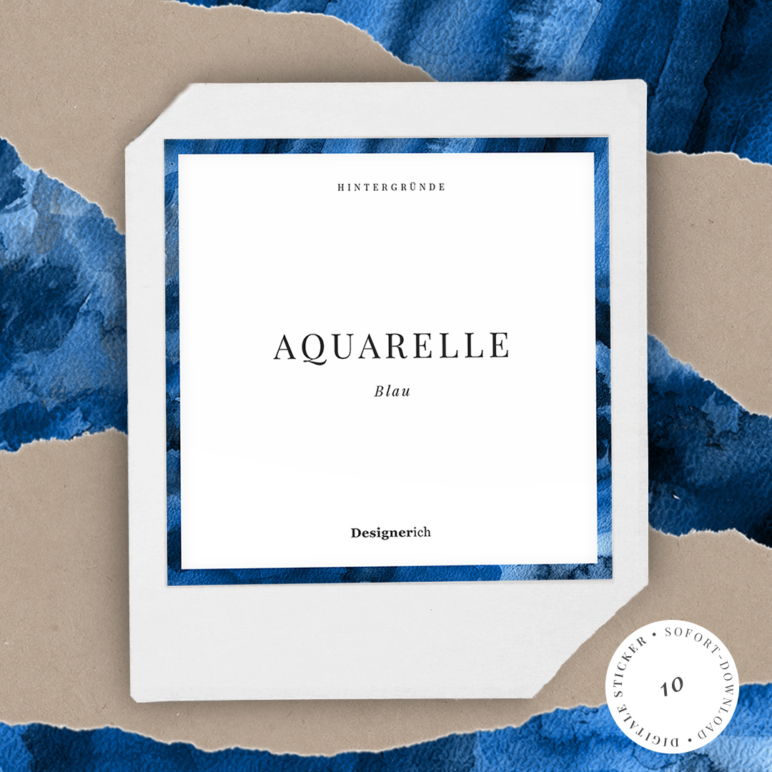 Aquarell-Hintergründe: Digitale Aufkleber in Blau – Bild 2