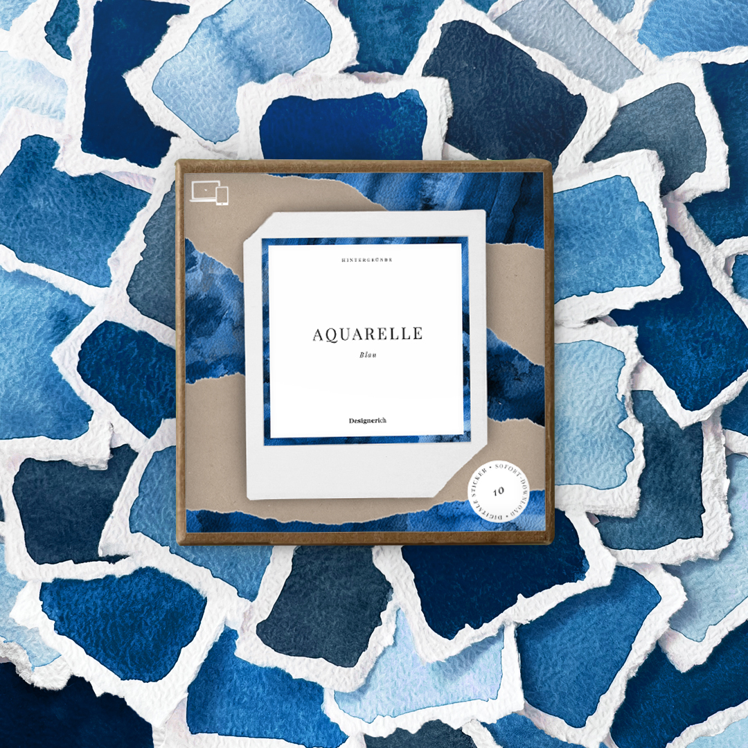 Aquarell-Hintergründe: Digitale Aufkleber in Blau